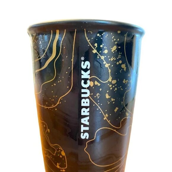 Starbucks 2018 Gold Sparkle Holiday Ceramic Travel Tumbler Mug/Cup - Picture 11 of 11